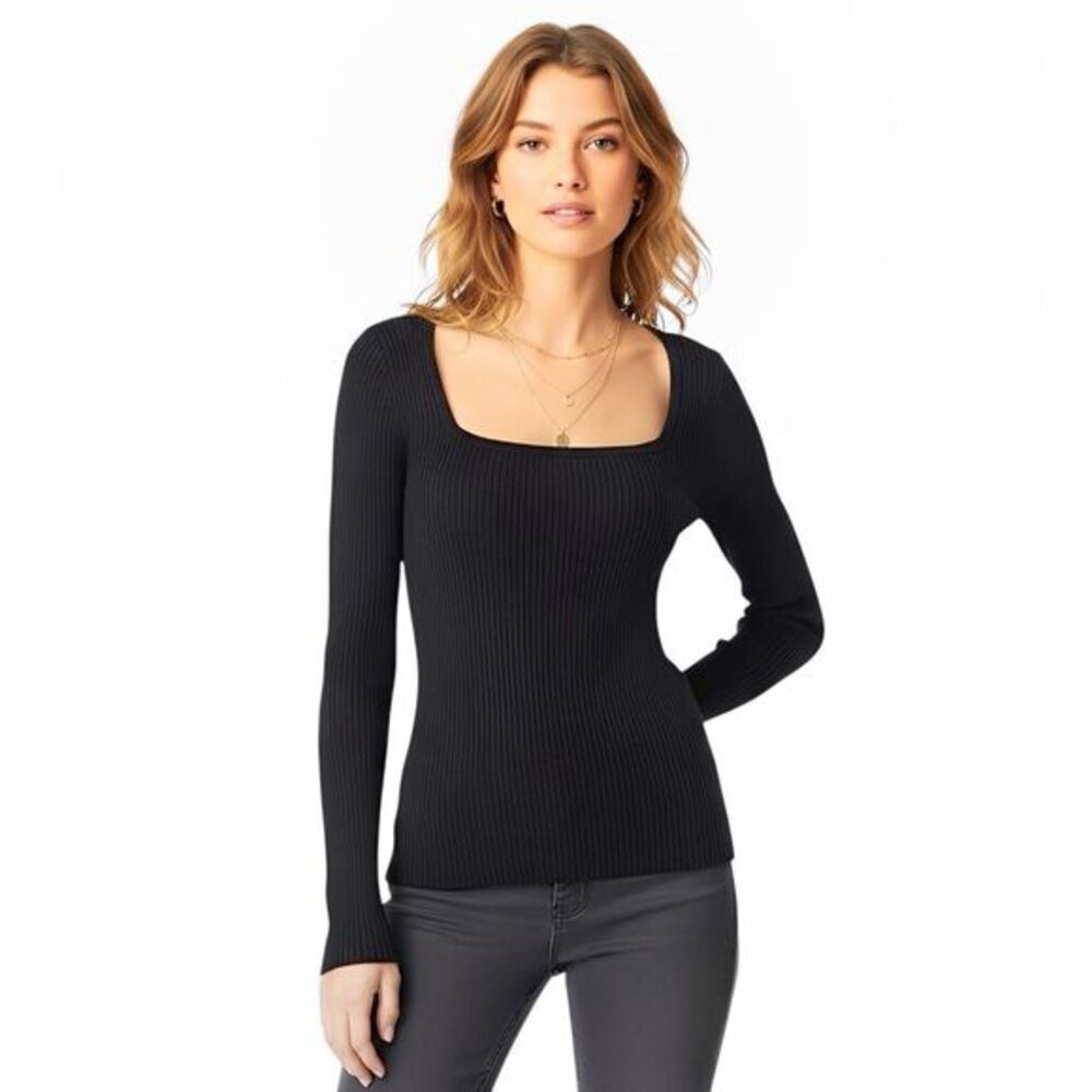 Nine West Womens Top Sz Small Ribbed Long Sleeve Gothic Dark Feminine Emo Punk